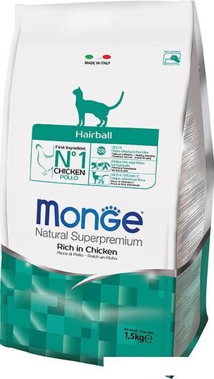 Корм для кошек Monge Hairball Rich in Chicken 10 кг от компании Интернет-магазин marchenko - фото 1