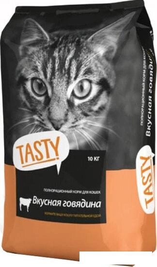 Корм для кошек Tasty Для взрослых кошек с говядиной 10 кг от компании Интернет-магазин marchenko - фото 1