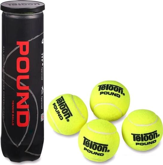 Набор теннисных мячей Teloon Pount-Tour 828T Р4 (4 шт, желтый) от компании Интернет-магазин marchenko - фото 1