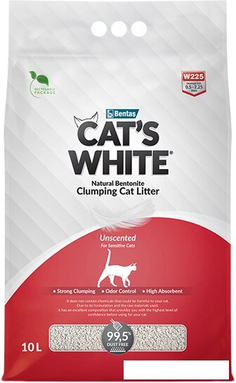 Наполнитель для туалета Cat's White Unscented 10 л от компании Интернет-магазин marchenko - фото 1