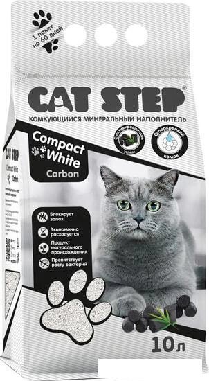 Наполнитель для туалета Cat Step Compact White Carbon 10 л от компании Интернет-магазин marchenko - фото 1