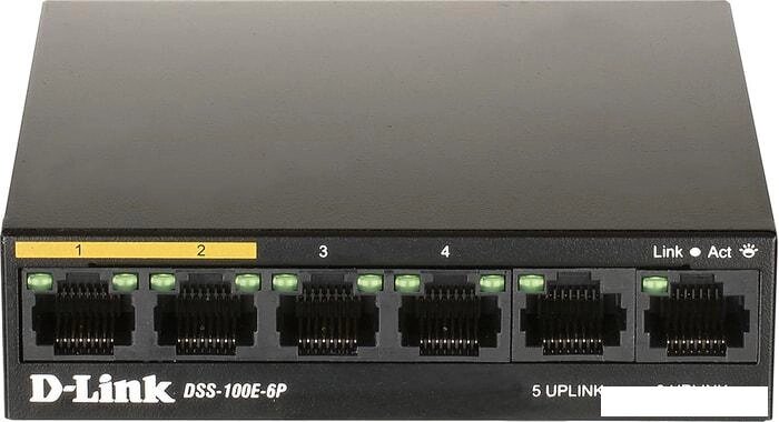 Неуправляемый коммутатор D-Link DSS-100E-6P/A1A от компании Интернет-магазин marchenko - фото 1