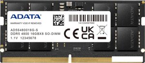 Оперативная память A-data 16гб DDR5 4800 мгц AD5s480016G-S
