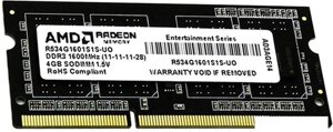 Оперативная память AMD radeon entertainment 4GB DDR3 SO-DIMM (R534G1601S1s-UO)