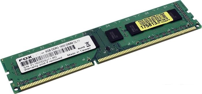 Оперативная память Foxline 8GB DDR3 PC3-12800 FL1600D3U11L-8G от компании Интернет-магазин marchenko - фото 1