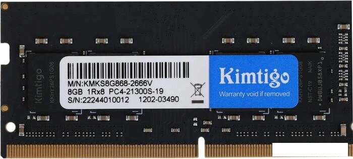 Оперативная память Kimtigo 8ГБ DDR4 SODIMM 2666 МГц KMKS8G8682666 от компании Интернет-магазин marchenko - фото 1