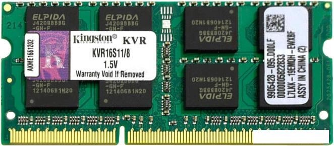 Оперативная память Kingston ValueRAM 8GB DDR3 SO-DIMM PC3-12800 (KVR16S11/8) от компании Интернет-магазин marchenko - фото 1