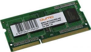 Оперативная память QUMO 4GB DDR3 sodimm PC3-10600 QUM3s-4G1333с9