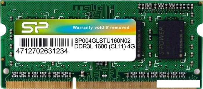 Оперативная память Silicon-Power 4GB DDR3 SO-DIMM PC3-12800 SP004GLSTU160N02 от компании Интернет-магазин marchenko - фото 1