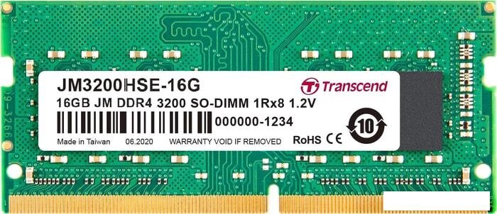 Оперативная память Transcend JetRam 16GB DDR4 SODIMM PC4-25600 JM3200HSE-16G от компании Интернет-магазин marchenko - фото 1