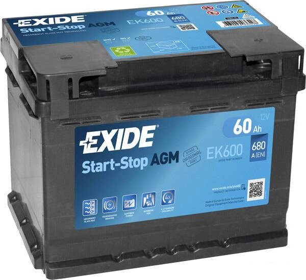 Автомобильный аккумулятор Exide Start-Stop AGM EK600 (60 А·ч) - распродажа