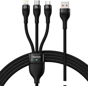 Кабель Baseus CASS030001 USB-A - USB-C, microUSB, Lightning (1.2 м, черный)