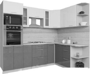 Готовая кухня Интерлиния Мила Gloss 1.68x2.4 правая (белый-красный)