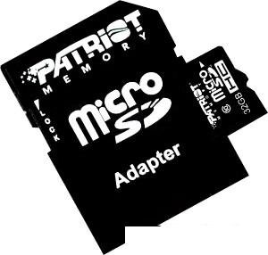 Карта памяти Patriot microSDHC (Class 10) 32 Гб + адаптер (PSF32GMCSDHC10)