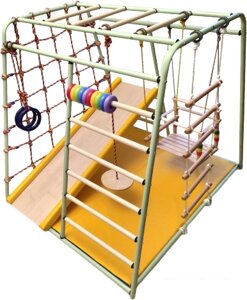 Детский спортивный комплекс Вертикаль Веселый малыш Maxi (горка, мягкие бортики, фисташковый)