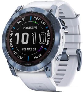 Умные часы Garmin Fenix 7X Sapphire Solar 51 мм (голубой минерал/белый камень)