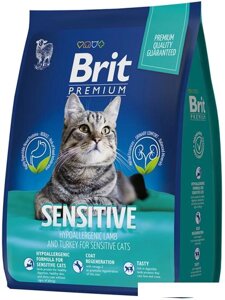 Сухой корм для кошек Brit Premium Sensitive с индейкой и ягненком 2 кг