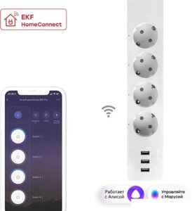 Умный удлинитель EKF Connect PRO Wi-Fi c USB RCE-2-WF