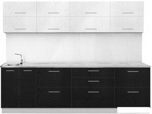 Готовая кухня Артём-Мебель Яна-Ш СН-114 МДФ 2.6м (ясень белый текстурный/распил графит)