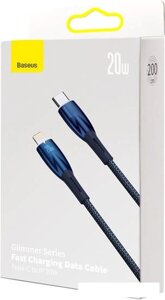 Кабель Baseus Glimmer Series USB Type-C - Lightning (2 м, синий)