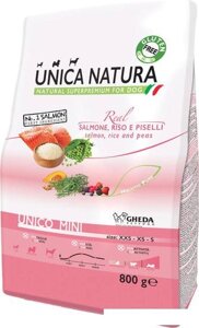Сухой корм для собак Unica Natura Unico Mini с лососем, рисом и горохом 800 г
