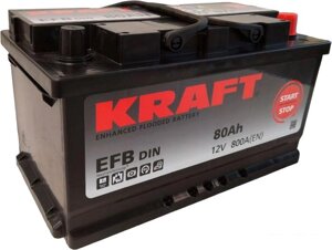 Автомобильный аккумулятор KRAFT EFB 80 R+ низк