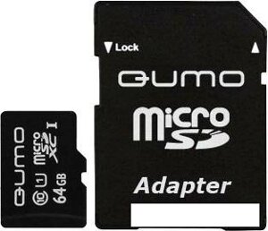 Карта памяти QUMO microSDXC UHS-1 64GB + адаптер (QM64GMICSDXC10U1)