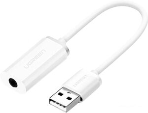 Адаптер Ugreen US206 30712 USB Type-A - 3.5 мм (0.15 м, белый)