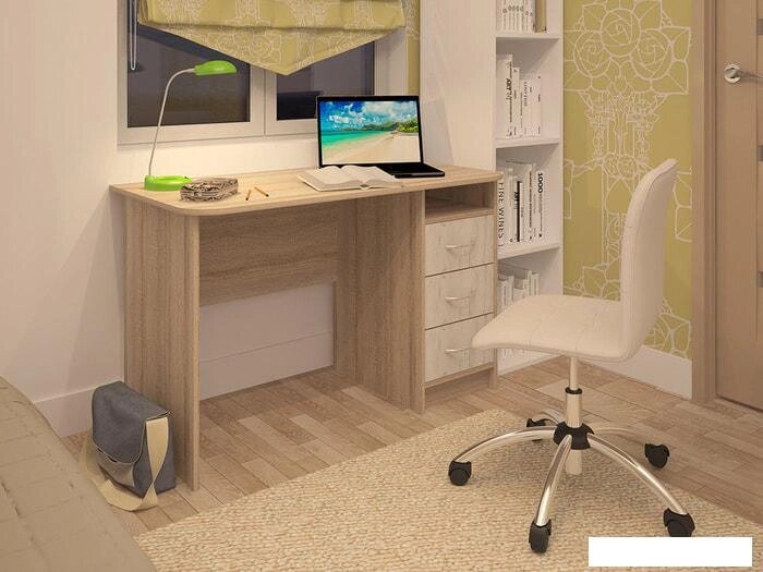 Письменный стол Интерлиния СК-001 (дуб сонома/дуб белый) от компании Интернет-магазин marchenko - фото 1