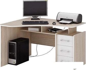 Письменный стол MFMaster Триан-5 (левый, дуб сонома/белый) от компании Интернет-магазин marchenko - фото 1