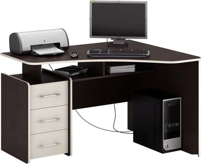 Письменный стол MFMaster Триан-5 (правый, венге/дуб молочный) от компании Интернет-магазин marchenko - фото 1