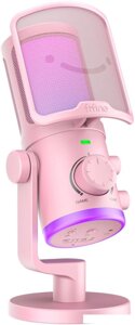 Проводной микрофон FIFINE AM6 (розовый)