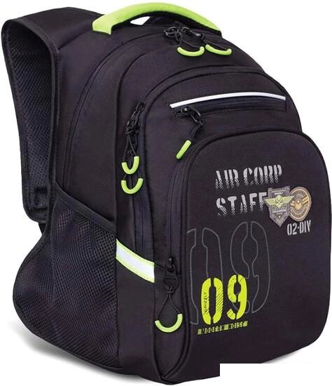 Школьный рюкзак Grizzly RB-050-21/1 (черный/салатовый) от компании Интернет-магазин marchenko - фото 1