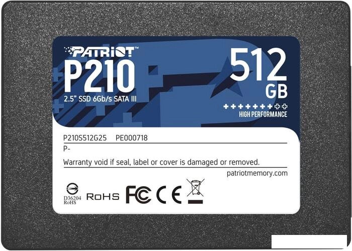 SSD Patriot P210 512GB P210S512G25 от компании Интернет-магазин marchenko - фото 1