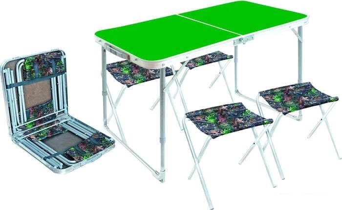 Стол со стульями Nika складной стол влагостойкий и 4 стула ССТ-К2/6 (зеленый/листья) от компании Интернет-магазин marchenko - фото 1