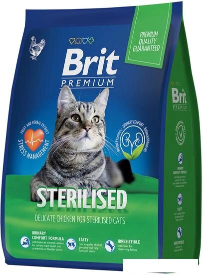 Сухой корм для кошек Brit Premium Cat Sterilized Chicken 2 кг от компании Интернет-магазин marchenko - фото 1