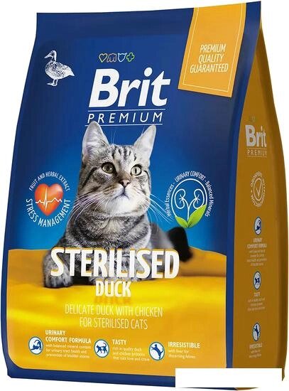 Сухой корм для кошек Brit Premium Cat Sterilized Duck & Chicken (Утка и курица) 2 кг от компании Интернет-магазин marchenko - фото 1