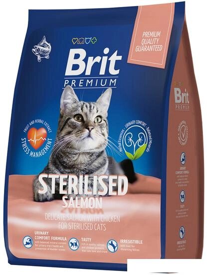 Сухой корм для кошек Brit Premium Cat Sterilized Salmon and Chicken (для стерилизованных кошек с лососем и курицей) 2 кг от компании Интернет-магазин marchenko - фото 1