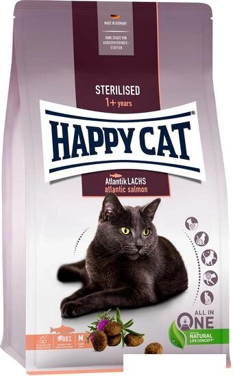 Сухой корм для кошек Happy Cat Sterilised Adult Atlantik-Lachs Лосось 10 кг от компании Интернет-магазин marchenko - фото 1