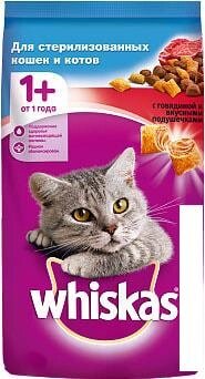 Сухой корм для кошек Whiskas для стерилизованных кошек с говядиной и подушечками 1.9 кг от компании Интернет-магазин marchenko - фото 1