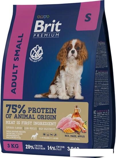 Сухой корм для собак Brit Premium Dog Adult Small курица 3 кг от компании Интернет-магазин marchenko - фото 1