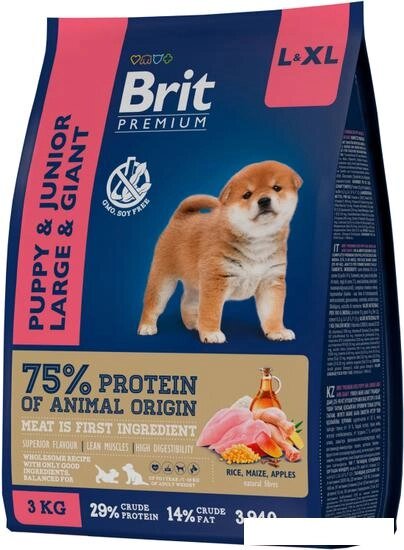 Сухой корм для собак Brit Premium Dog Puppy and Junior Large and Giant курица 3 кг от компании Интернет-магазин marchenko - фото 1