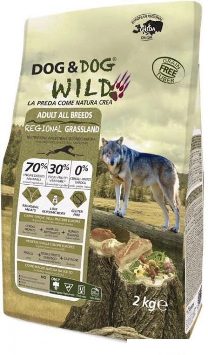 Сухой корм для собак Gheda Petfood Dog&Dog Wild Regional Grassland со свининой, ягненком и буйволом (2 кг) от компании Интернет-магазин marchenko - фото 1