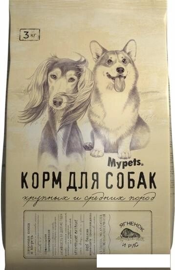 Сухой корм для собак Mypets Для крупных и средних пород с ягненком и рисом 470193 (3 кг) от компании Интернет-магазин marchenko - фото 1