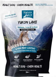 Сухой корм для собак Natura Wild Yukon Lake беззерновой для взрослых собак всех пород с лососем, тунцом и индейкой 2 кг