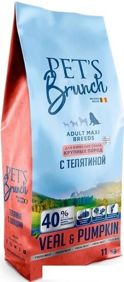 Сухой корм для собак Pet's Brunch для взрослых собак крупных пород с телятиной 11 кг от компании Интернет-магазин marchenko - фото 1