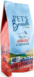 Сухой корм для собак Pet's Brunch для взрослых собак крупных пород с телятиной 11 кг