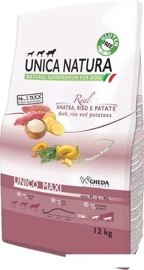 Сухой корм для собак Unica Natura Unico Maxi с уткой, рисом и картофелем 12 кг от компании Интернет-магазин marchenko - фото 1