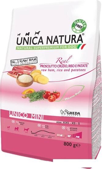 Сухой корм для собак Unica Natura Unico Mini с сыровяленой ветчиной, рисом и картофелем 800 г от компании Интернет-магазин marchenko - фото 1