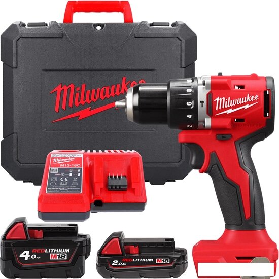 Ударная дрель-шуруповерт Milwaukee M18 M18BLPDRC-422C 4933492825 (с 2-мя АКБ 2 Ач + 4 Ач, кейс) от компании Интернет-магазин marchenko - фото 1